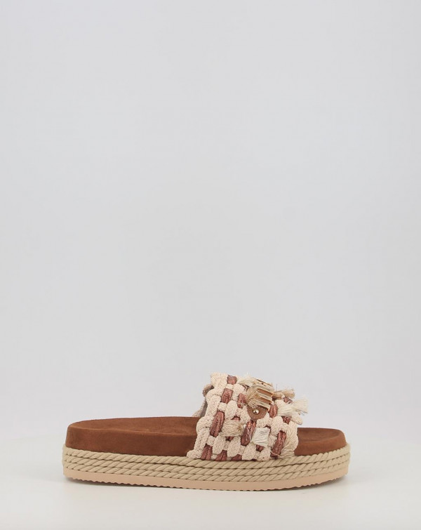 Sandalen Mou MONOBAND ROPE SANDAL FRINGES - BIG LETTER LOGO Beige