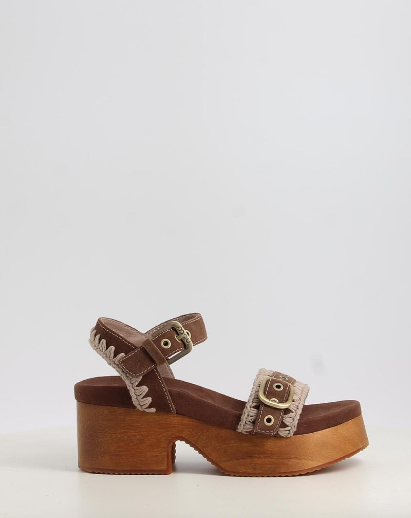 Sandalen MOU HIGH HEEL WOOD CLOG BUCKLE braun