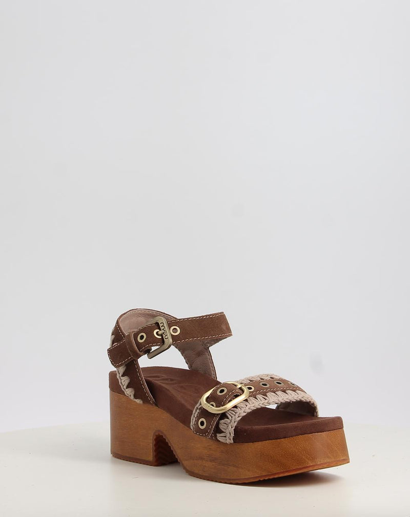 Sandalen MOU HIGH HEEL WOOD CLOG BUCKLE braun