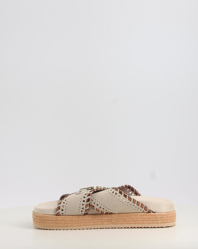 Sandalen MOU CRISS-CROSS SANDAL MET.STITCH beige