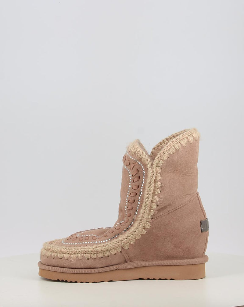 Stiefel MOU ESKIMO INNER WEDGE SHORT STRAS beige