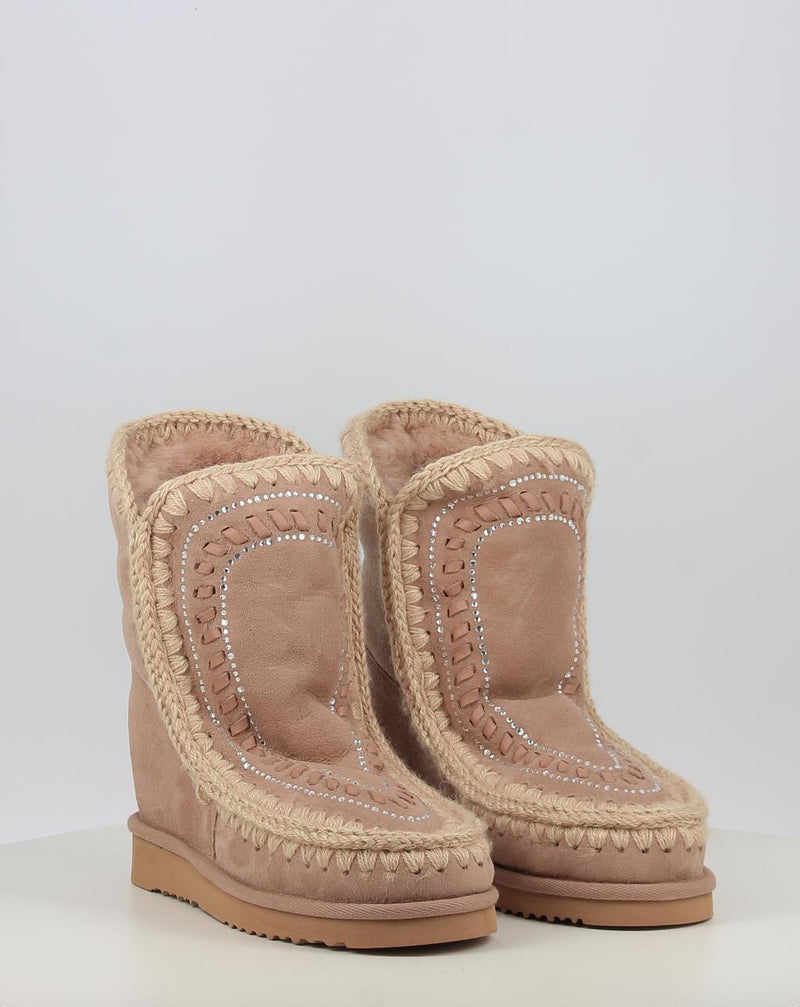 Stiefel MOU ESKIMO INNER WEDGE SHORT STRAS beige
